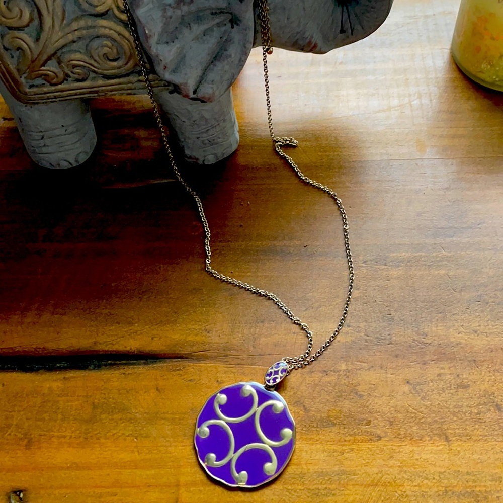 Purple/gold medallion necklace - Picture 1 of 7